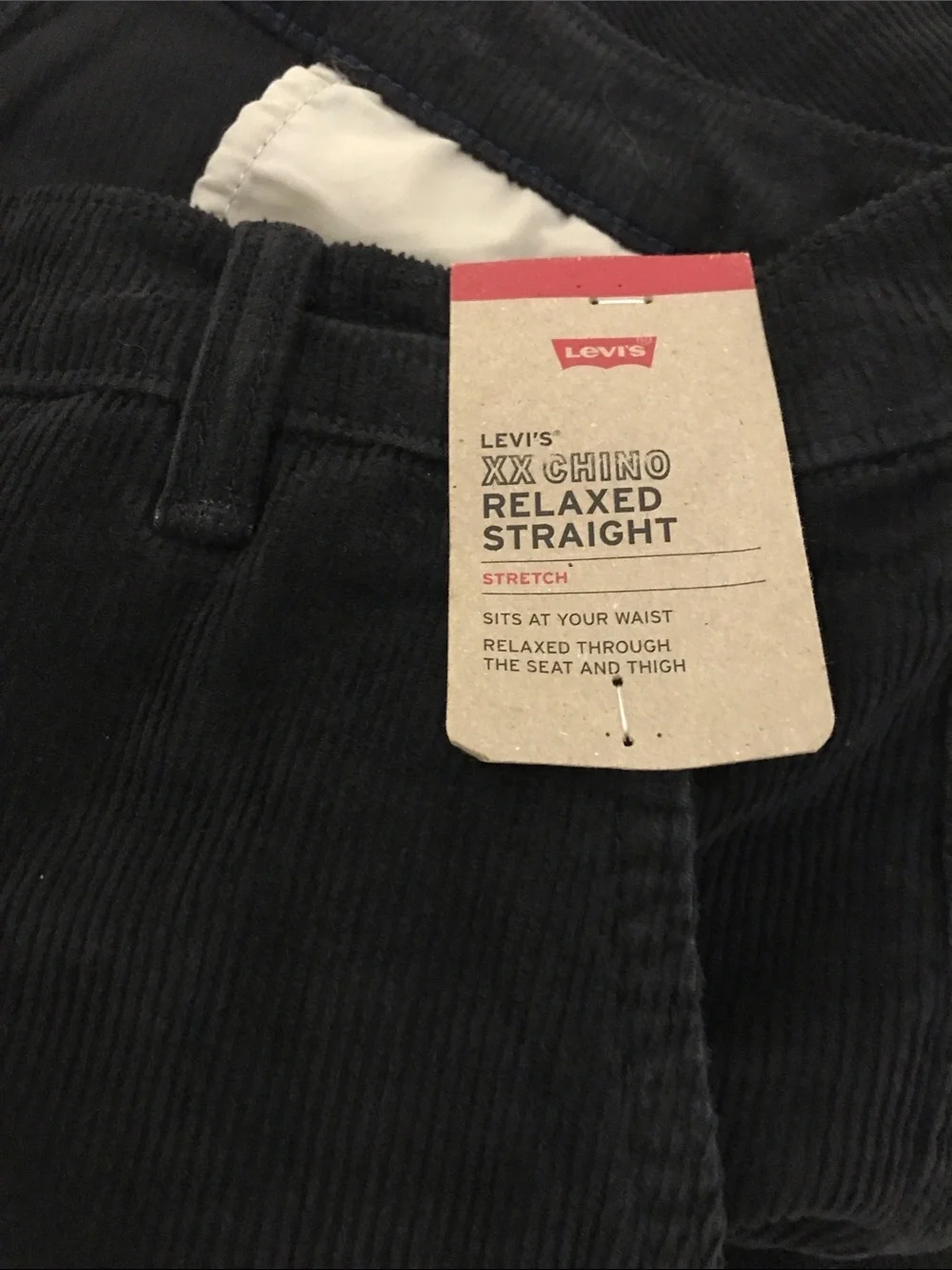 Levi's XX Chino Relaxed Straight-Leg Men's Black Corduroy Pants 34X34